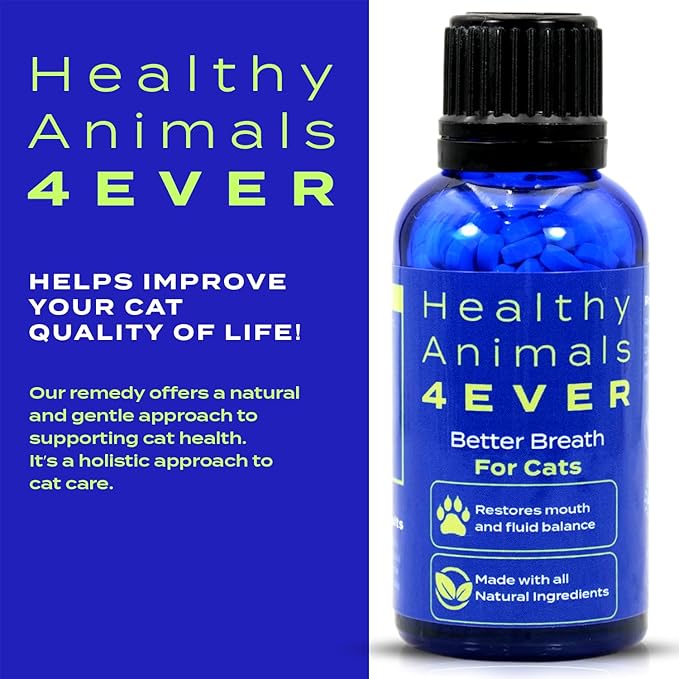 HA4E - Cat Bad Breath Remedy - Promotes Clean Teeth, Plaque & Tartar Control - No Brushing Needed - All-Natural, Non-GMO, Organic, Preservative & Chemical Free - 300 Dissolvable Tablets