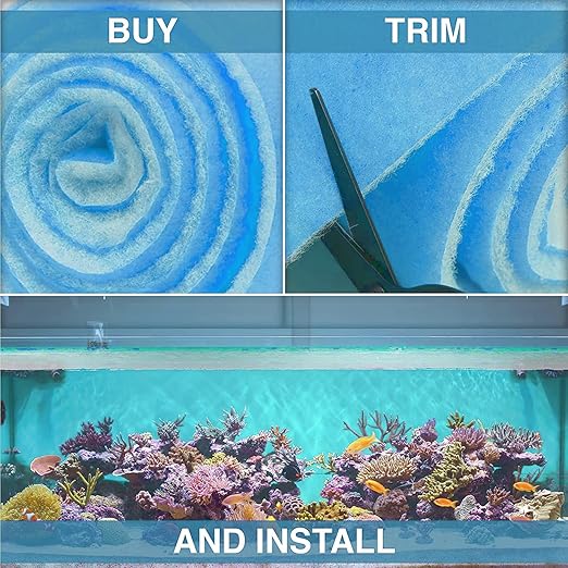 Big Kahuna Aquarium Filter Floss Rolls – 12-inch Pond and Aquarium Filter Media – 1-inch Thick Wet/Dry Aquarium Filter Pad – Bonded Media Filter for Freshwater or Marine Aquariums, Ponds - 15 feet