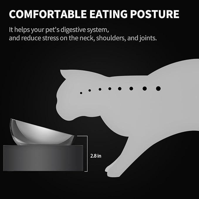 PETKIT CYBERTAIL - Stainless Steel Raised Bowl - Inclined Food and Feeding Bowls, Non-Slip, No Spill for Cats and Small Dogs