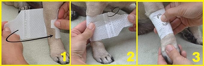Basic Leg Bandages for Dogs, Cats, Pets -First- aid Non Adhesive Fur Friendly, Soft Stretch Wound Care, hot Spots, Fungus, Adjustable Fastening Strap Value Pack (Small 20-Pack)