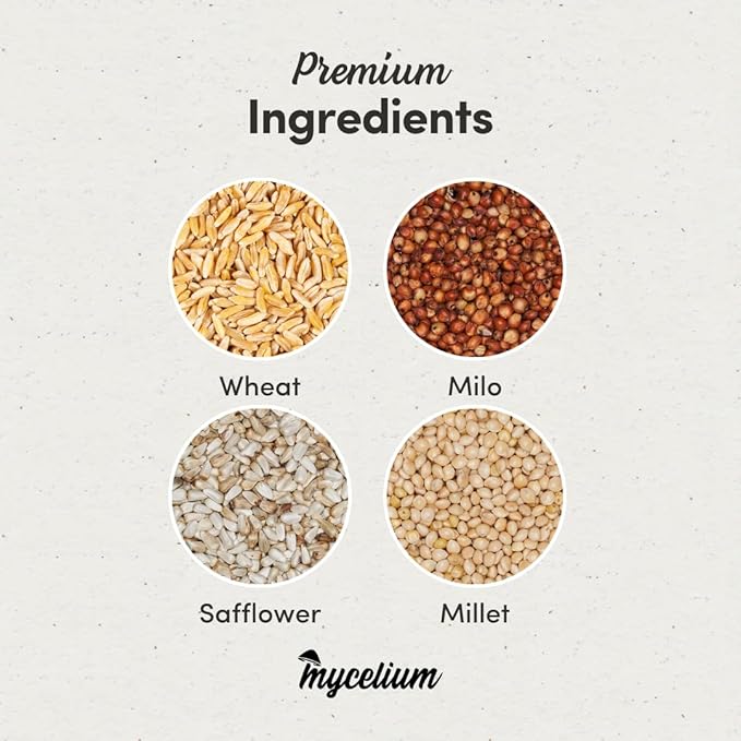 Mycelium Organic Wild Bird Feed (5 LB Bag) | Balanced Wild Bird Seed Mix for Turkeys, Pheasants, Quails & Cardinals | High-Energy Nutrition | Sifted, Non-GMO, Made in USA
