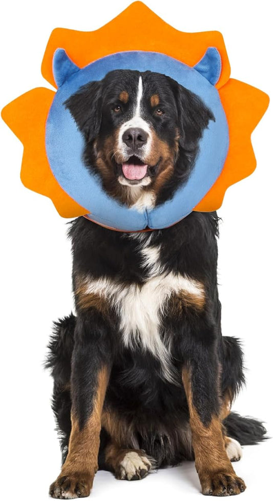 IEUUMLER Inflatable Recovery Dog Collar, Protective Donut Cone, Adjustable Soft Collar for Dog and Cat After Surgery Prevent from Biting & Scratching EU002 - Blue Demon M+