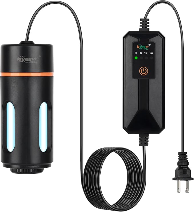 hygger Aquarium U-V Light with Timer, 360° Protective Shield Clean Light for Green Water and Algae Clean, Mini Algae Control Lamp for Freshwater and Saltwater Tank (3W for 5-25 Gallon)