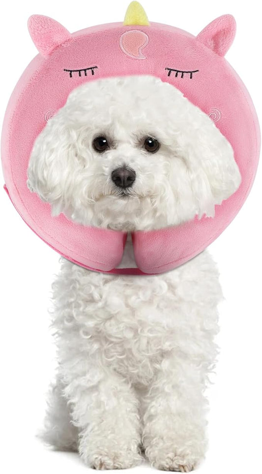 IEUUMLER Inflatable Recovery Dog Collar, Protective Donut Cone, Adjustable Soft Collar for Dog and Cat After Surgery Prevent from Biting & Scratching EU002 - Unicorn L+