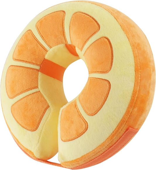 IEUUMLER Inflatable Recovery Dog Collar, Protective Donut Cone, Adjustable Soft Collar for Dog and Cat After Surgery Prevent from Biting & Scratching EU002 - Orange M+