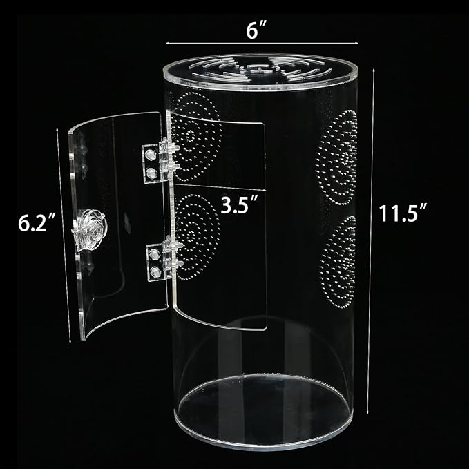 Jumping Spider Enclosure, 11.5”*6”*6”, Air Hole 3/64" Micro Habitat Terrariums, Arboreal Reptile Tank with Front Opening Door,Tarantula Enclosure, Plant Greenhouse