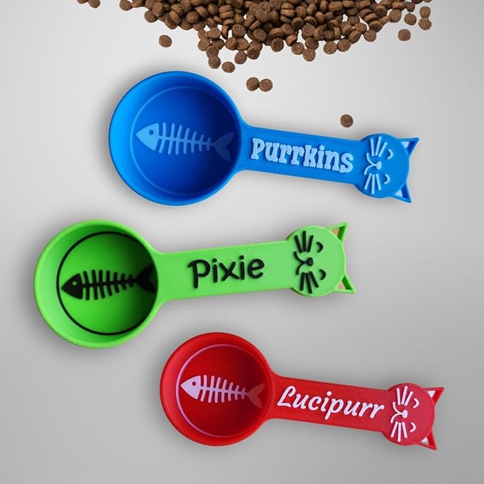 Personalized Cat Food Scoop, Cat Food Measuring Cup with Name, Kibble Scoop (3 oz - 3/8 cup)