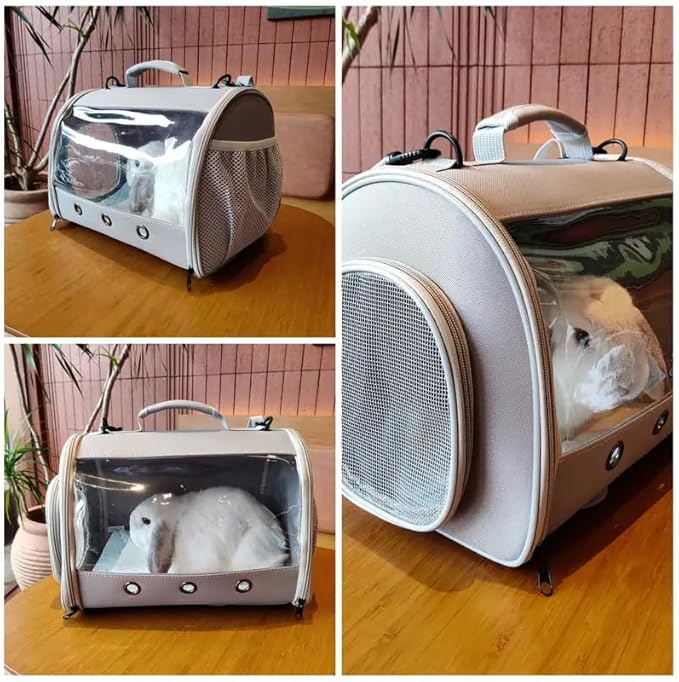 Bearded Dragon Travel Carrier Backpack,Lizard Backpack Carrier,Space Capsule Clear Bubble Window Astronaut Reptile Carrier Backpack for Guinea Pig,Sugar Glider,Bunny (Grey, TPU Carrier+MAT)