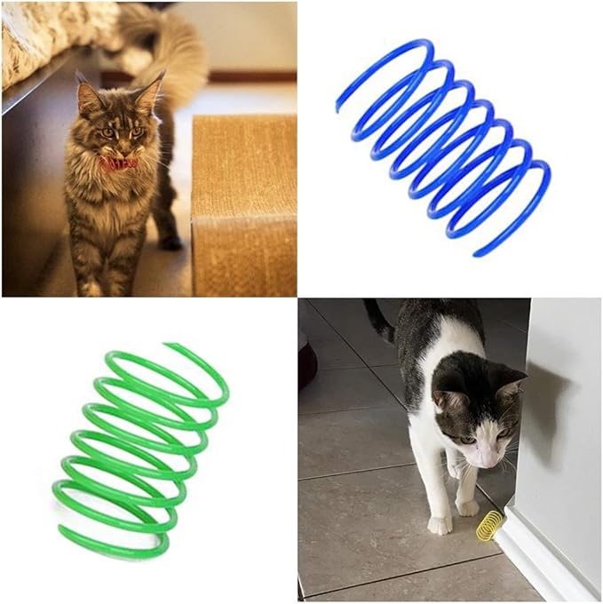 Andiker Interactive Cat Spiral Creative Spring Toy to Kill Time and Keep Fit, Sturdy and Heavy Plastic for Swatting, Biting, Hunting Kitten Toys, Colorful, 12 pcs
