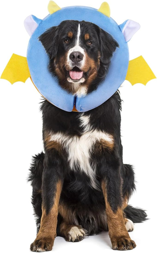 IEUUMLER Inflatable Recovery Dog Collar, Protective Donut Cone, Adjustable Soft Collar for Dog and Cat After Surgery Prevent from Biting & Scratching EU002 - Vampire L