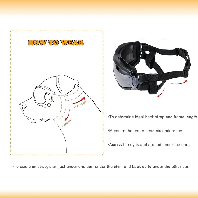 NVTED Dog Sunglasses Dog Goggles, UV Protection Wind Protection Dust Protection Fog Protection Pet Glasses Eye Wear Protection with Adjustable Strap for Medium or Large Dog (Pack of 2)