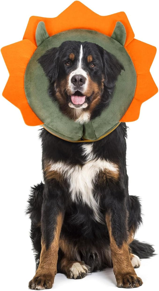 IEUUMLER Inflatable Recovery Dog Collar, Protective Donut Cone, Adjustable Soft Collar for Dog and Cat After Surgery Prevent from Biting & Scratching EU002 - Green Demon L+
