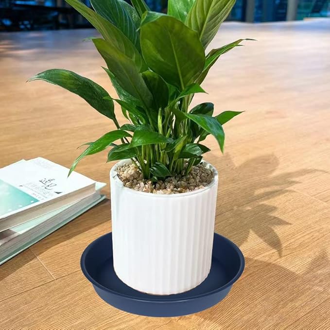 2 Pack of 16 17 inch Plant Saucer (15 inch Base), 2.3" Depth, Plant Trays for Pots, Plastic Plant Saucers for Indoors, Flower Pot Drip Trays for Planter (17", Blue)