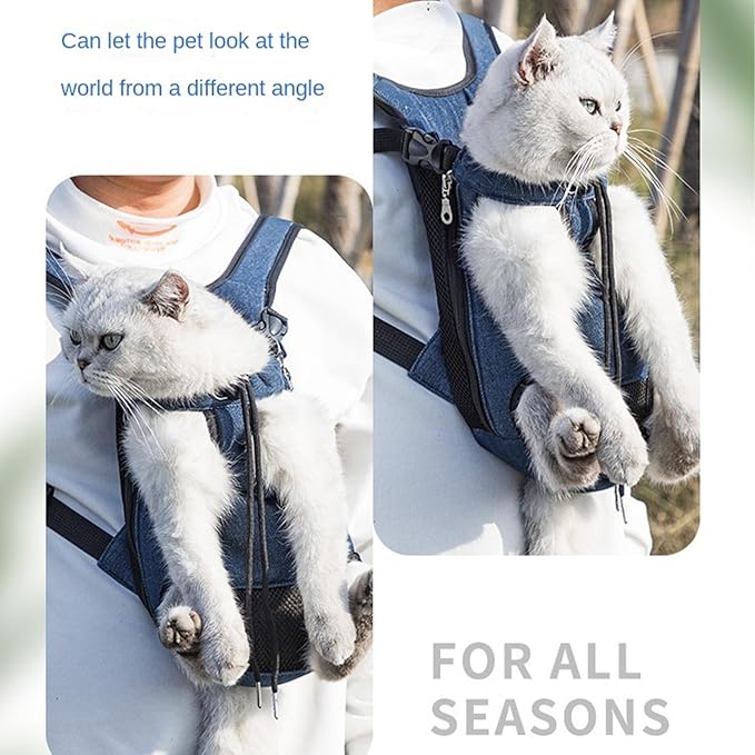 Portable Pet Carrier Backpack, Adjustable Pet Front Cat Dog Carrier Backpack Travel Bag for Small Medium Dogs Cats Puppies, Cat Backpack Carrier for Hiking Cycling (G, XL)