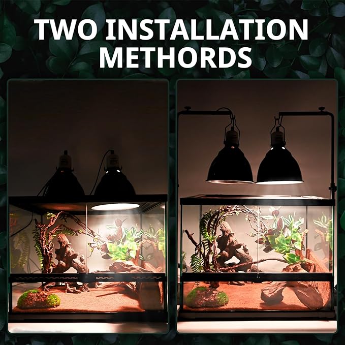 Reptile Light Fixture 2 Pack 7.5Inch Deep Dome Lamp Fixture,Optical Reflection Reptile Heat Lamp Bulb Lampshade for Bearded Dragon, Turtle, Snake and Lizard Terrarium