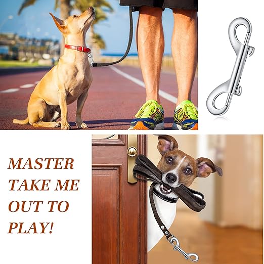 Hotop 20 Pcs 2.75 Inch Double Ended Bolt Snaps Hooks Zinc Alloy Trigger Chain Metal Clips Key Holder for Linking Key Chain Dog Leash Collar Pet Sling Feed Buckets(Silver)