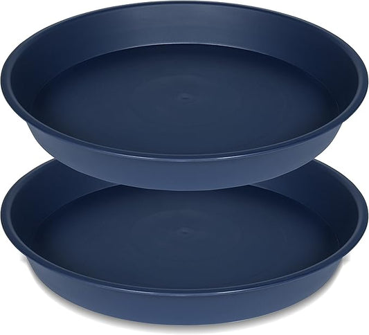 2 Pack of 10 inch Plant Saucer Gray, Heavy Duty Plastic Plant Saucer 10 inch Round, Durable Plant Tray for Pots, Plant Saucers for Indoors, Plant Trays for Planter 9"/10" (10", Blue)