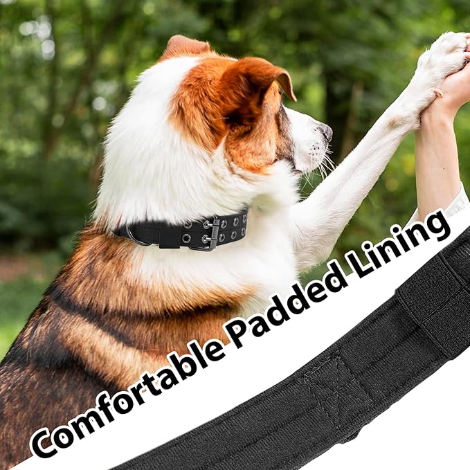 Tactical Dog Collar Military Adjustable Dog Collars Soft Nylon Training Collar with Patch Heavy Duty Metal Buckle Collars for Medium Large Dogs (Light Pink, M)