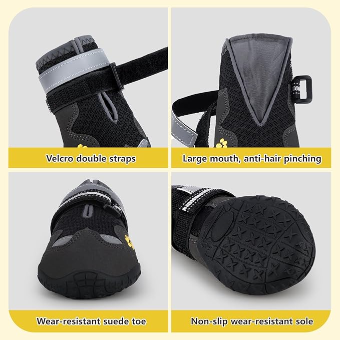 Dog Shoes for Large Medium Small Dog, Mesh Breathable Dog Shoes for Hot Pavement, Anti-Slip Dogs Boots Paw Protectors with Reflective for Outdoor Walking Indoor Hardfloors (Size 7)