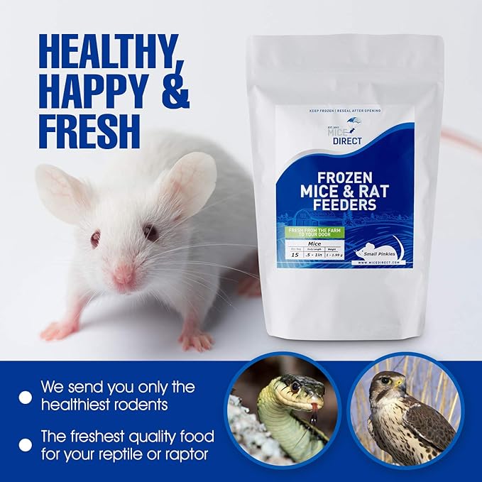 MiceDirect- Rat Weanlings- Fresh Fast Frozen Food Feeders for SubAdult Ball Python Red Tail Boa Monitor Lizard Birds of Prey Pet Reptiles (3.5-4.5 in (Pack of 75))