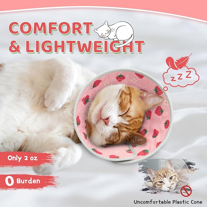Cat Cone Collar Soft to Stop Licking, Adjustable, Foldable Lightweight Kitten Cones After Surgery Recovery for Cats & Kittens, Cat Cone Alternative (Pink, S)