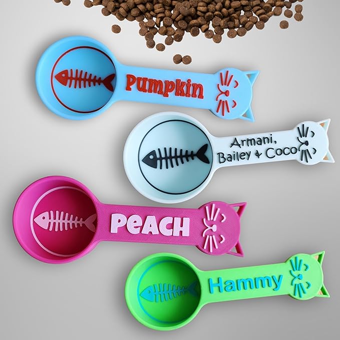 Personalized Cat Food Scoop, Cat Food Measuring Cup with Name, Kibble Scoop (0.5 oz - 1/16 cup)