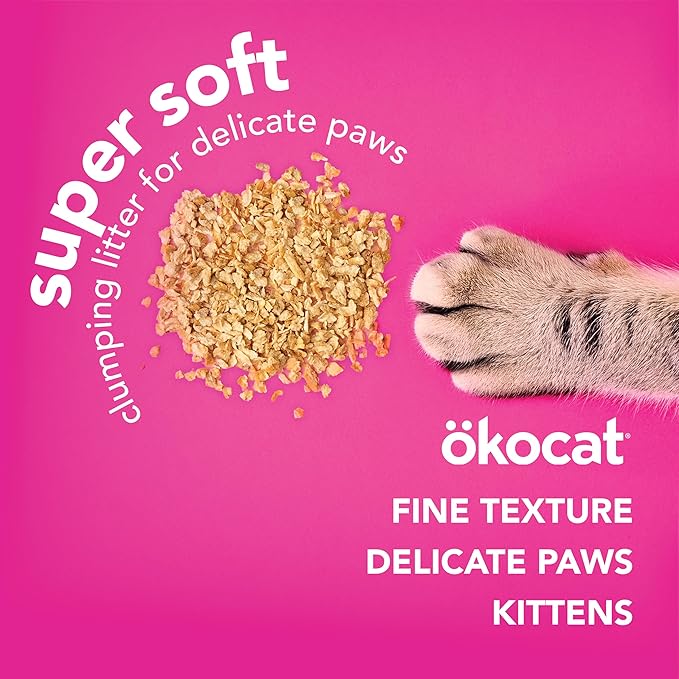 ökocat Super Soft Wood Clumping Cat Litter, Unscented,14 pounds - Natural Ingredients, Stops Odor, Clumps Solid, 99% Dust Free, Great for All Cats, Sensitive Paws, Kittens