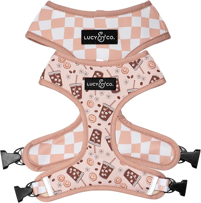 Lucy & Co. Cute Reversible Dog Harness Walking Halter - Best Designer Pet Harnesses for XS - XL Dogs - Padded Adjustable Vest for Easy Walking (Large, Merry & Bright)