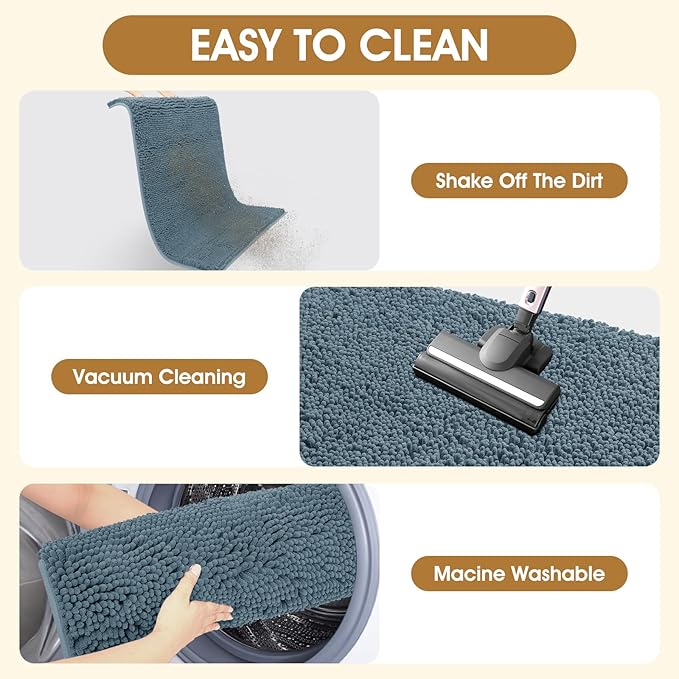 IM HOME Extra Large 60" x 36" Dusty Blue Dog Door Mats for Muddy Paws, Chenille Absorbent Dog Mat, Non Slip Heavy Mud Mat for Dogs, Soft Pet Bed Mat for Entryway, Mud Paws, Inside Floor