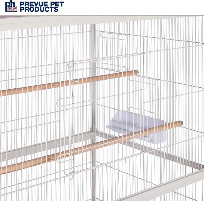 Prevue Pet Products Wrought Iron Flight Cage with Stand, Large Birdcage for Pets, Metal Cage Standing Birdcage, Chalk White