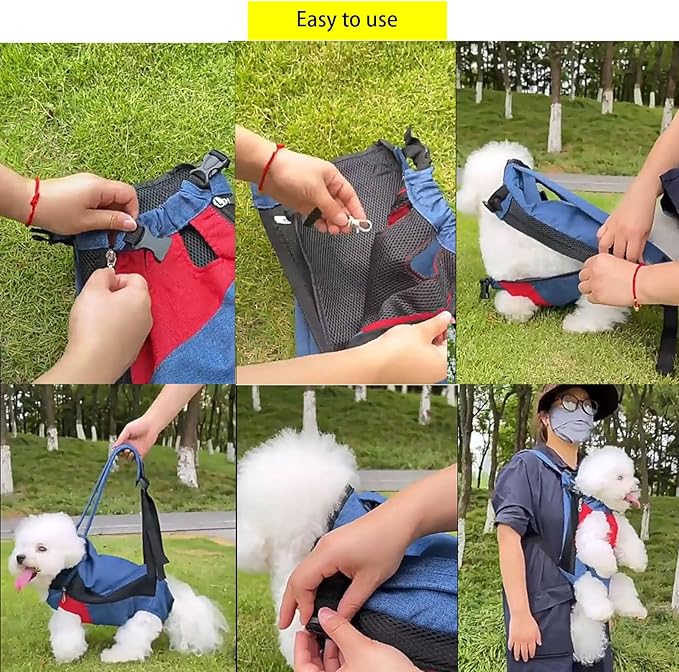 Lightweight Pet Backpack Carrier for Small Dogs & Cats - Easy-Fit Adjustable Straps, Basic Legs-Out Design, Durable for Daily Use (Fits Pets Under 15lb) (Red-White Color-Blocked, Small)