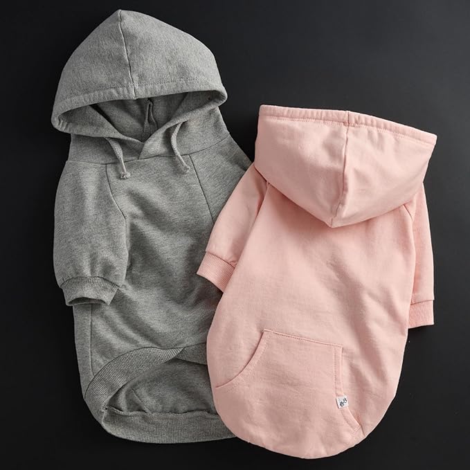 Rocky – The Orginal Lightweight Hooded TEE 100% Organic Cotton Dog Hoodie Pet Coat Sweater for Small, Medium, Large Dogs, Pink, XX-Small