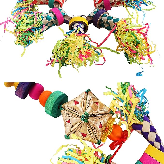 LifeIdeas 5PCS Bird Toys - Foraging, Shredding & Hanging Toys for Small to Medium Parrots, Conures, Cockatiels, Budgies, Lovebirds & Parrotlets - Bird Cage Accessories