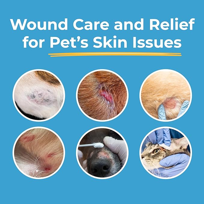 Hot Spot Gel for Dogs and Cats - Dog Wound & Pet Skin Irritation Solution for Birds, Hamsters, Emergency Kit, Hydrogel Ointment for Cuts, Burns, Itch, Pet Restoration & Wellness - 1.5 Oz