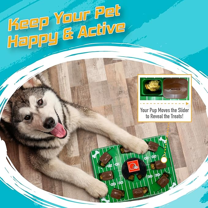 Pets First NFL Cleveland Browns Puzzle Treat Dog Toy - Interactive Toy for Dogs