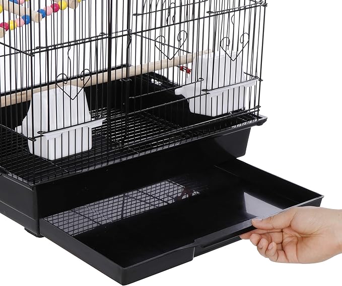 ZENY 39-inch Roof Top Large Flight Parrot Bird Cage for Small Quaker Cockatiel Canary Sun Parakeet Green Cheek Finch Budgie Lovebirds Wrought Iron Pet Bird Cage w/Toys