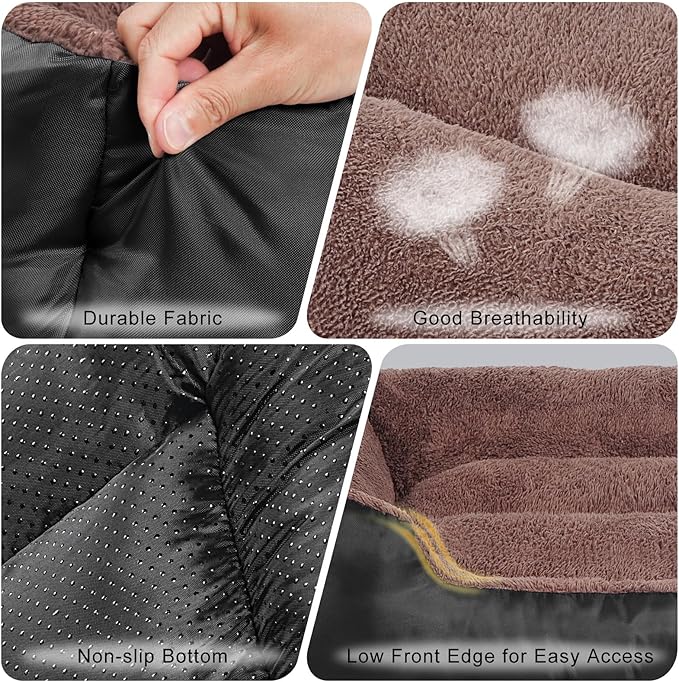 Dog Beds for Small Dogs, Small Pet Beds with Sides, Rectangle Dog Bed with Nonskid Bottom